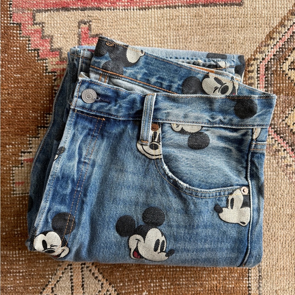 Mickey Mouse X Levi’s 501 Disney Blue Jeans Collab Women’s Size W34 x L32 - Picture 9 of 11
